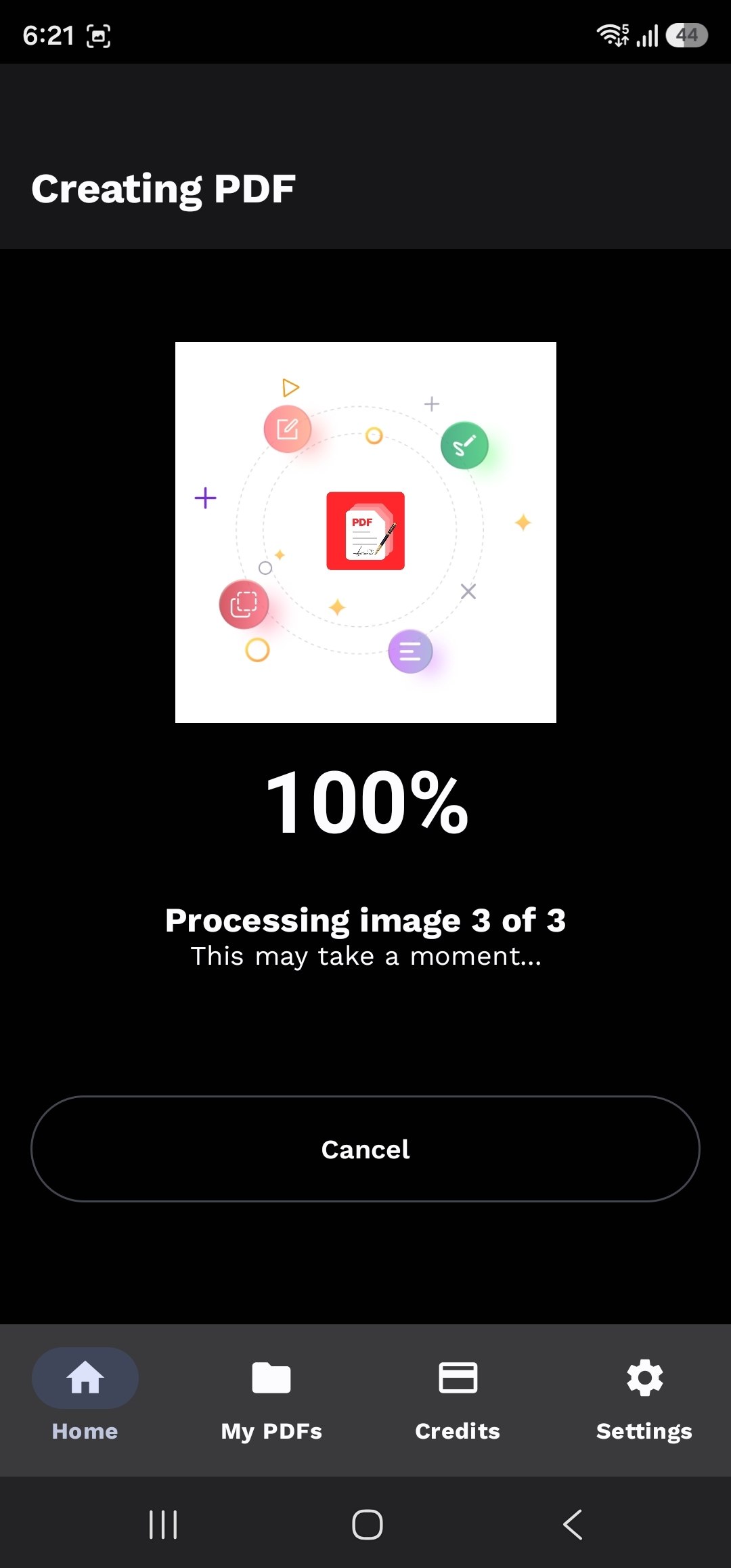 PDF generation progress