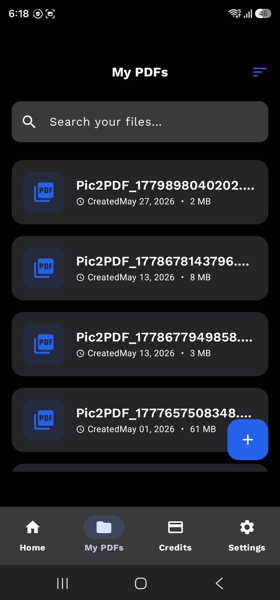 Saved PDFs and file search